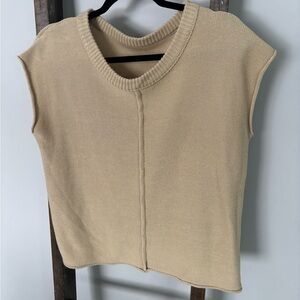 Beige Sleeveless Knit Top